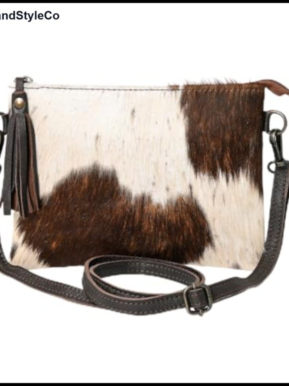 Merbaa Genuine Cowhide Hair On Pouch Crossbody Bag Detachable Strap